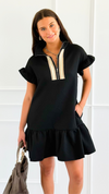 Jet Set Go Quilted Zip Mini Dress - Black-200 Dresses/Jumpsuits/Rompers-she + sky-Coastal Bloom Boutique, find the trendiest versions of the popular styles and looks Located in Indialantic, FL