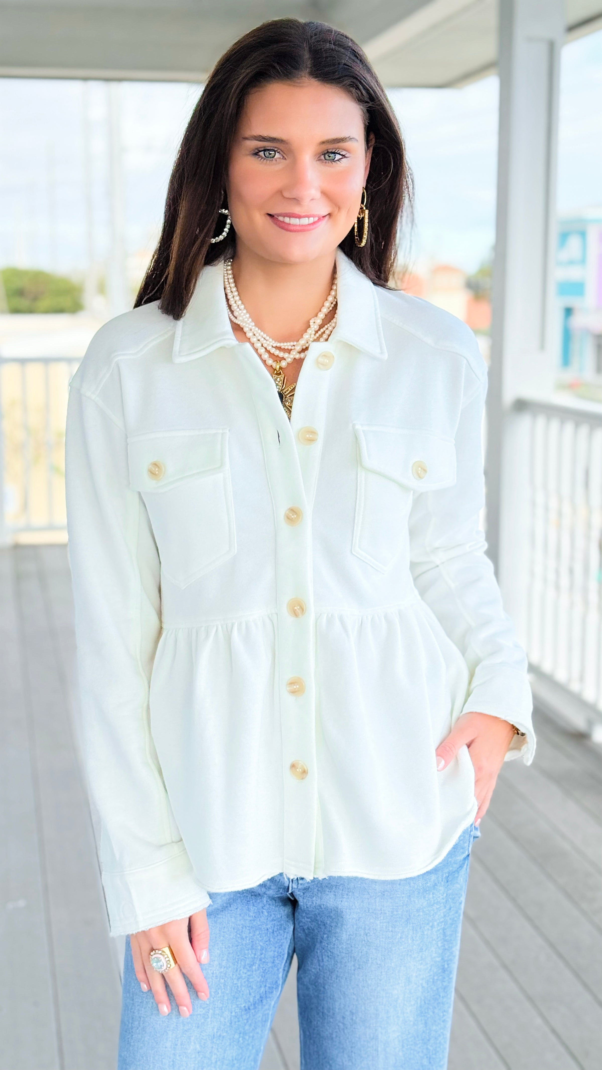 Peplum Ease Terry Jacket