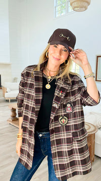 Bee Chic Italian Blazer- Brown-160 Jackets-TATTOO Z-Coastal Bloom Boutique, find the trendiest versions of the popular styles and looks Located in Indialantic, FL