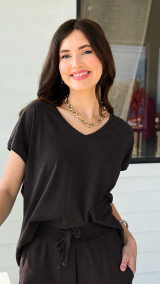 Alys Cotton Italian Top- Chocolate
