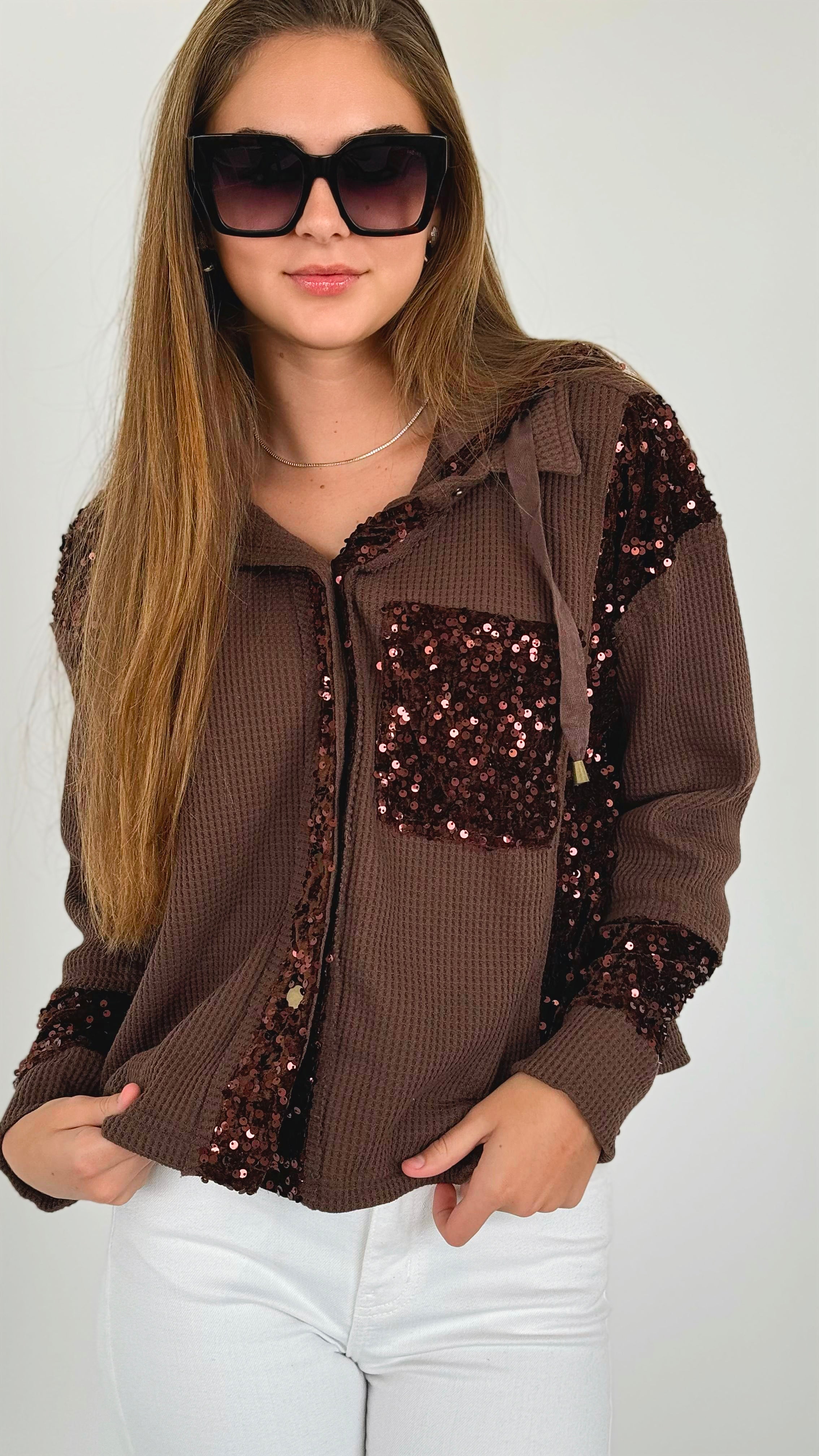 Shimmer Night Hoodie-140 Sweaters-ROUSSEAU-Coastal Bloom Boutique, find the trendiest versions of the popular styles and looks Located in Indialantic, FL