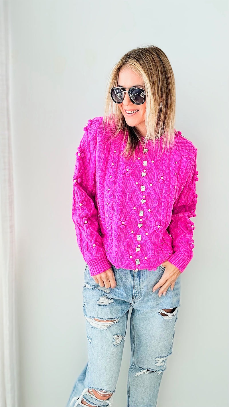 Bejeweled Embellished Chunky Sweater-140 Sweaters-Fate Inc-Coastal Bloom Boutique, find the trendiest versions of the popular styles and looks Located in Indialantic, FL