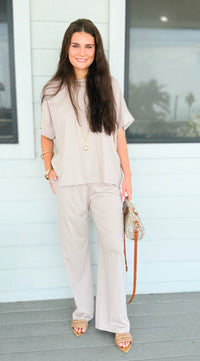 Chic Alert Italian Set - Taupe-210 Loungewear/Sets-Italianissimo-Coastal Bloom Boutique, find the trendiest versions of the popular styles and looks Located in Indialantic, FL