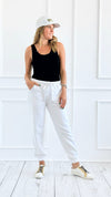 Eileen Weekend Ease Joggers - White-100 Pants-Mono B-Coastal Bloom Boutique, find the trendiest versions of the popular styles and looks Located in Indialantic, FL