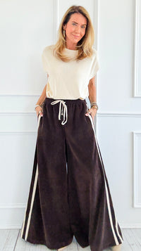 Tracked Threads Italian Palazzo- Chocolate-100 Pants-AZUL MONACO-Coastal Bloom Boutique, find the trendiest versions of the popular styles and looks Located in Indialantic, FL