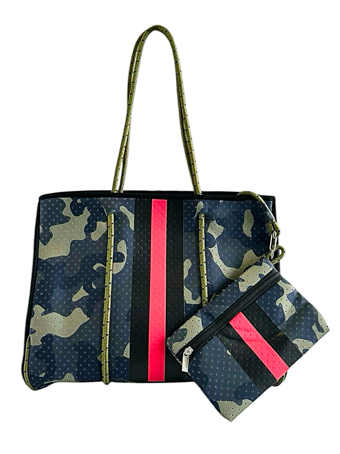 Red Stripe Camo Tote Bag-240 Bags-Peace Love Fashion-Coastal Bloom Boutique, find the trendiest versions of the popular styles and looks Located in Indialantic, FL