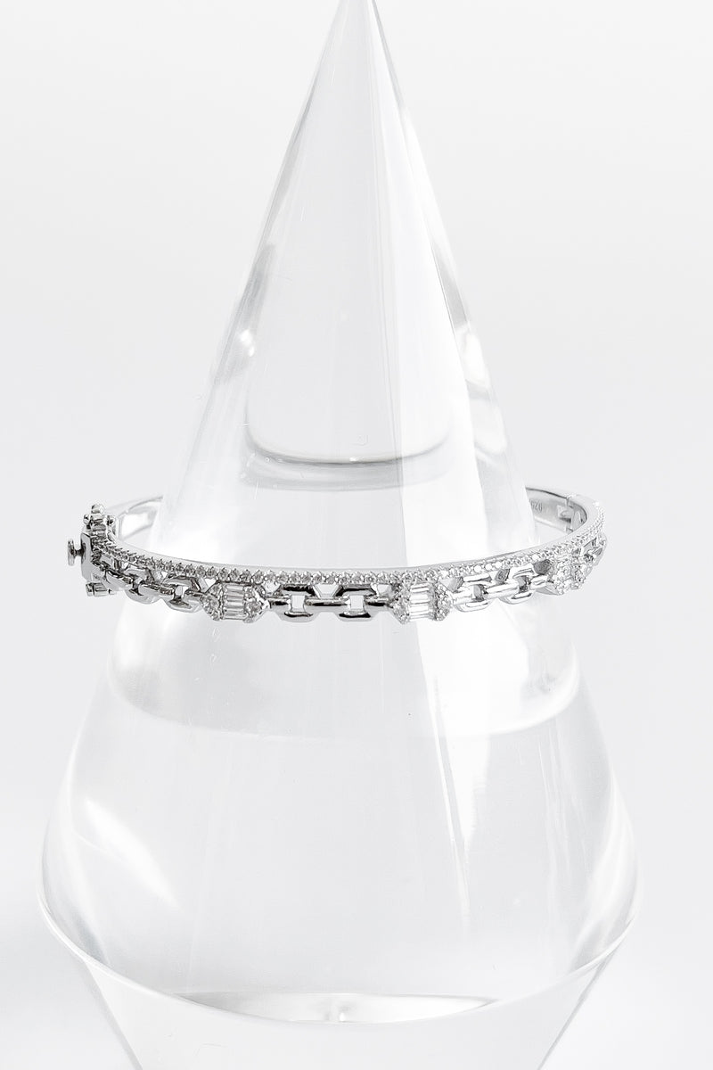 Sterling Silver Eternity & Chain Link Bangle Bracelet-230 Jewelry-NYC-Coastal Bloom Boutique, find the trendiest versions of the popular styles and looks Located in Indialantic, FL