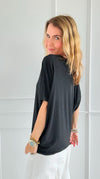 Easy Days Italian Top- Black-110 short Sleeve Top-Italianissimo-Coastal Bloom Boutique, find the trendiest versions of the popular styles and looks Located in Indialantic, FL