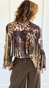 Fringed Feline Italian Cropped Jacket-160 Jackets-Italianissimo-Coastal Bloom Boutique, find the trendiest versions of the popular styles and looks Located in Indialantic, FL