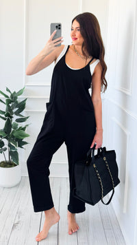Effortless Soft Pocket Jumpsuit - Black