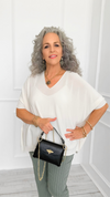 Relaxed Ease V-Neck Italian Top- Off White-110 short Sleeve Top-PROFITER-Coastal Bloom Boutique, find the trendiest versions of the popular styles and looks Located in Indialantic, FL