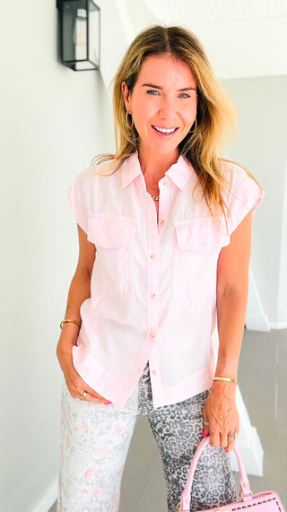 Utility Pocket Sleeveless Top - Light Pink