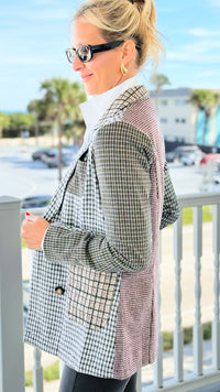 Cityscape Patchwork Tailored Jacket-160 Jackets-mystree-Coastal Bloom Boutique, find the trendiest versions of the popular styles and looks Located in Indialantic, FL