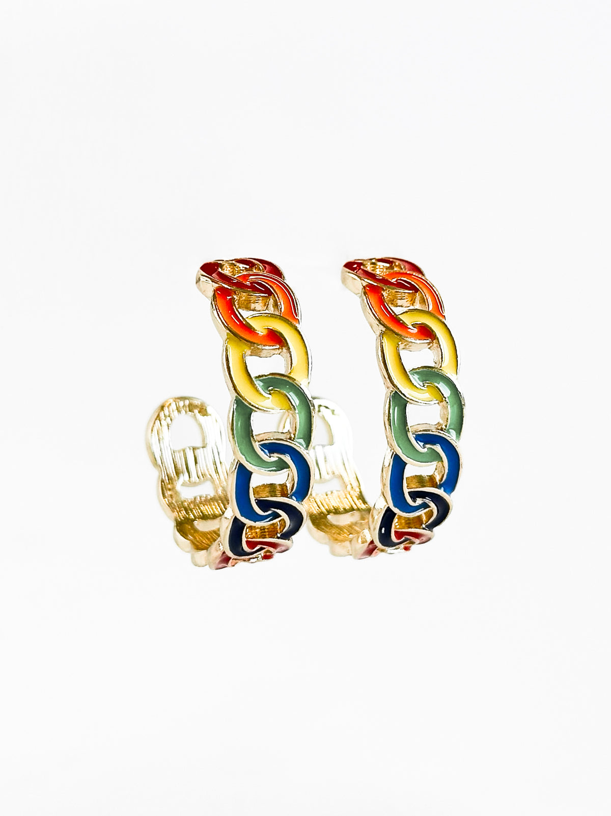 Colorful Link Open Earrings-230 Jewelry-joia-Coastal Bloom Boutique, find the trendiest versions of the popular styles and looks Located in Indialantic, FL