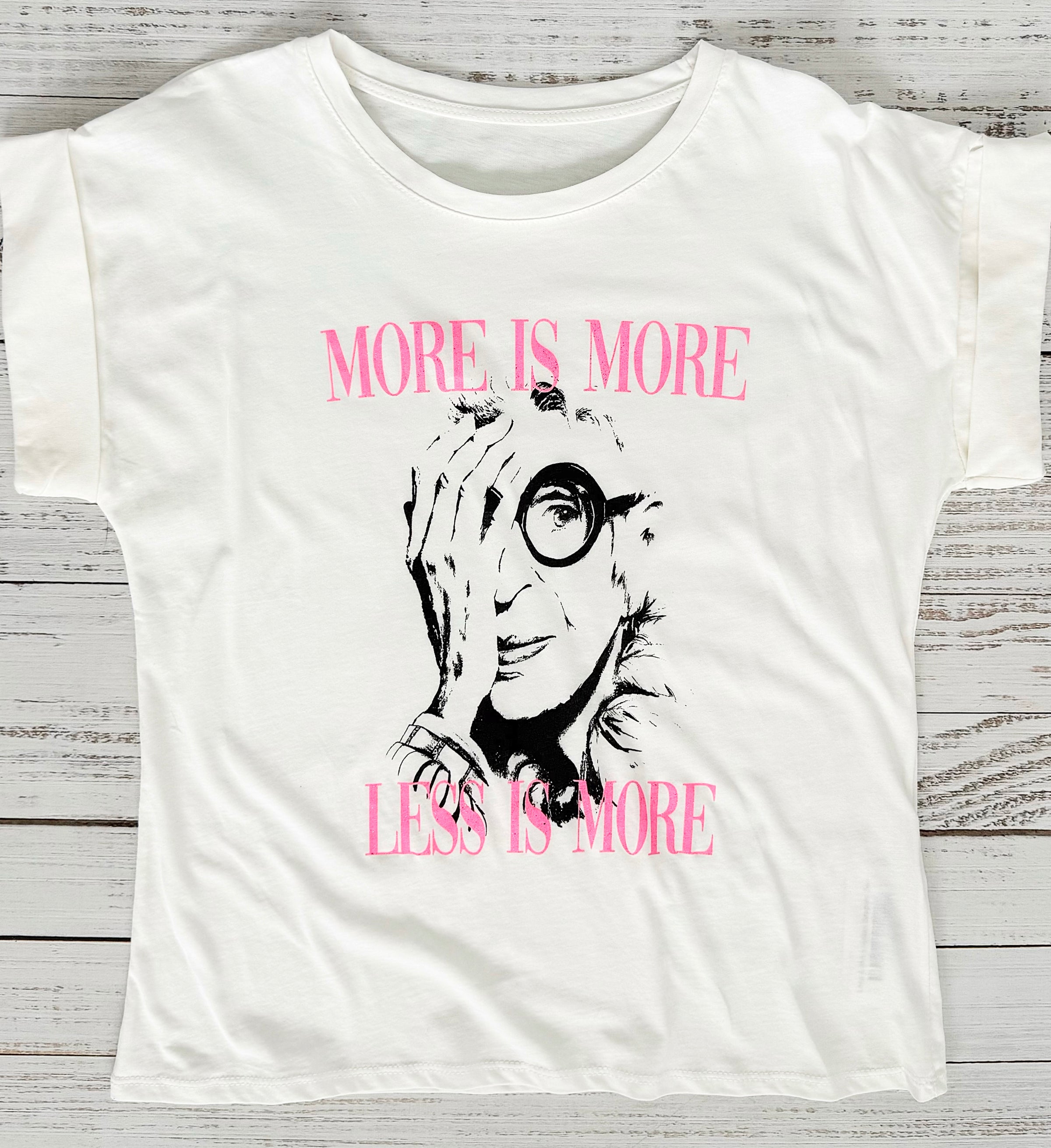 Less & More Italian Graphic Tee-110 Short Sleeve Tops-FIRSTAGE-Coastal Bloom Boutique, find the trendiest versions of the popular styles and looks Located in Indialantic, FL
