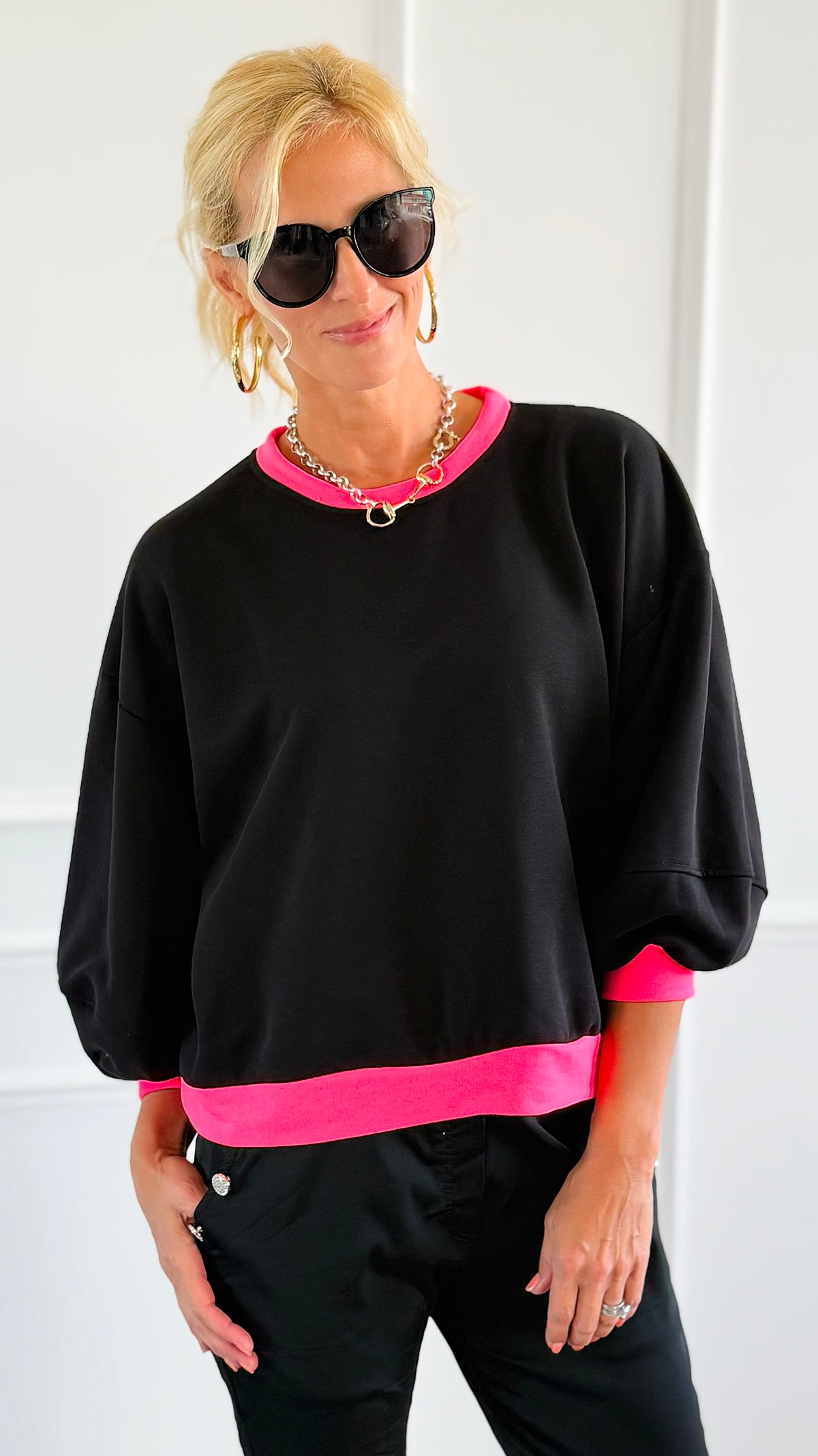 Pop of Color Italian Sweatshirt-110 Long Sleeve Tops-LAVVIA-Coastal Bloom Boutique, find the trendiest versions of the popular styles and looks Located in Indialantic, FL