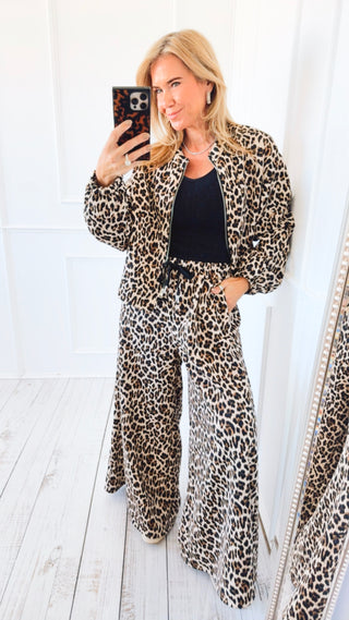 Wild Side Zip Italian Jacket- Micro Leopard