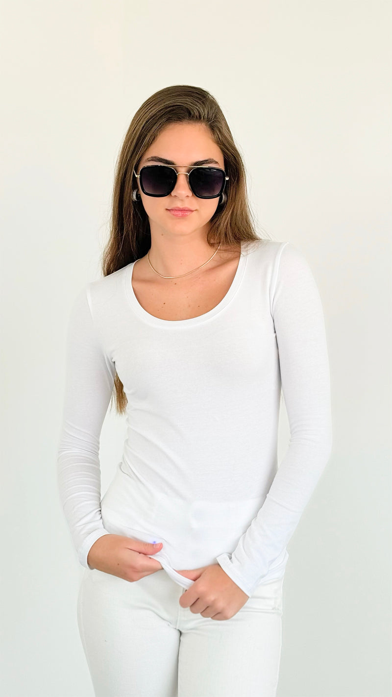 Everyday Essential Long Sleeve - White-130 Long sleeve top-Active Basic-Coastal Bloom Boutique, find the trendiest versions of the popular styles and looks Located in Indialantic, FL