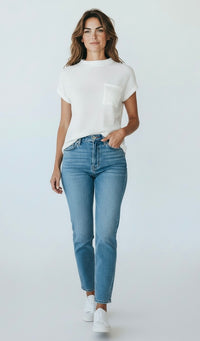 Everyday Waffle Knit Top - Ivory-110 Short Sleeve Tops-Zenana-Coastal Bloom Boutique, find the trendiest versions of the popular styles and looks Located in Indialantic, FL