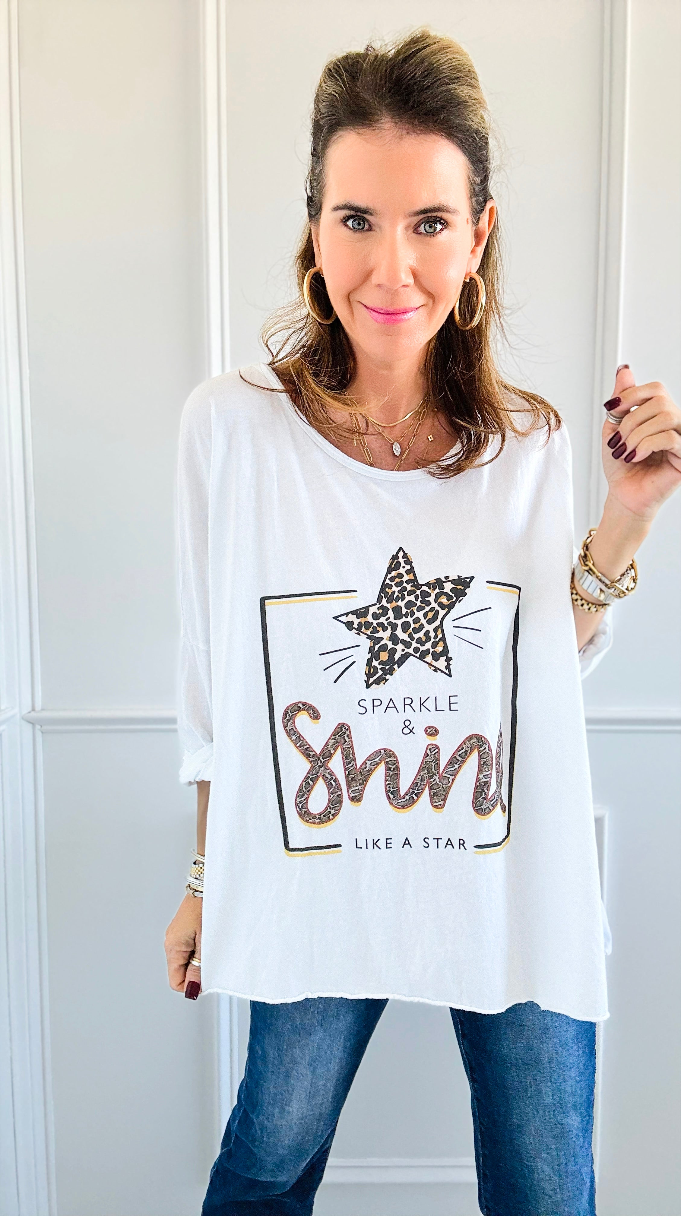 Sparkle & Shine Italian T-Shirt-100 Sleeveless Tops-Italianissimo-Coastal Bloom Boutique, find the trendiest versions of the popular styles and looks Located in Indialantic, FL