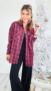 R&R Patch Plaid Oversized Top-130 Long Sleeve Tops-Rousseau-Coastal Bloom Boutique, find the trendiest versions of the popular styles and looks Located in Indialantic, FL