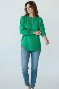 Whispers of Ease Henley Sweater - K. Green-140 Sweaters-Zenana-Coastal Bloom Boutique, find the trendiest versions of the popular styles and looks Located in Indialantic, FL