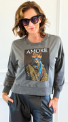 Fashion Feline Italian Sweatshirt-140 Sweaters-AZUL MONACO-Coastal Bloom Boutique, find the trendiest versions of the popular styles and looks Located in Indialantic, FL