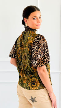 Wild Bloom Puff Sleeve Top-110 Short Sleeve Tops-VOY-Coastal Bloom Boutique, find the trendiest versions of the popular styles and looks Located in Indialantic, FL