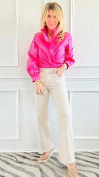 Retro Luxe Fit Textured Jeans - Almond-190 Denim-RISEN JEANS-Coastal Bloom Boutique, find the trendiest versions of the popular styles and looks Located in Indialantic, FL