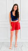 Summer Linen Belted Italian Short-170 Bottoms/Shorts-PORCIENTO-Coastal Bloom Boutique, find the trendiest versions of the popular styles and looks Located in Indialantic, FL