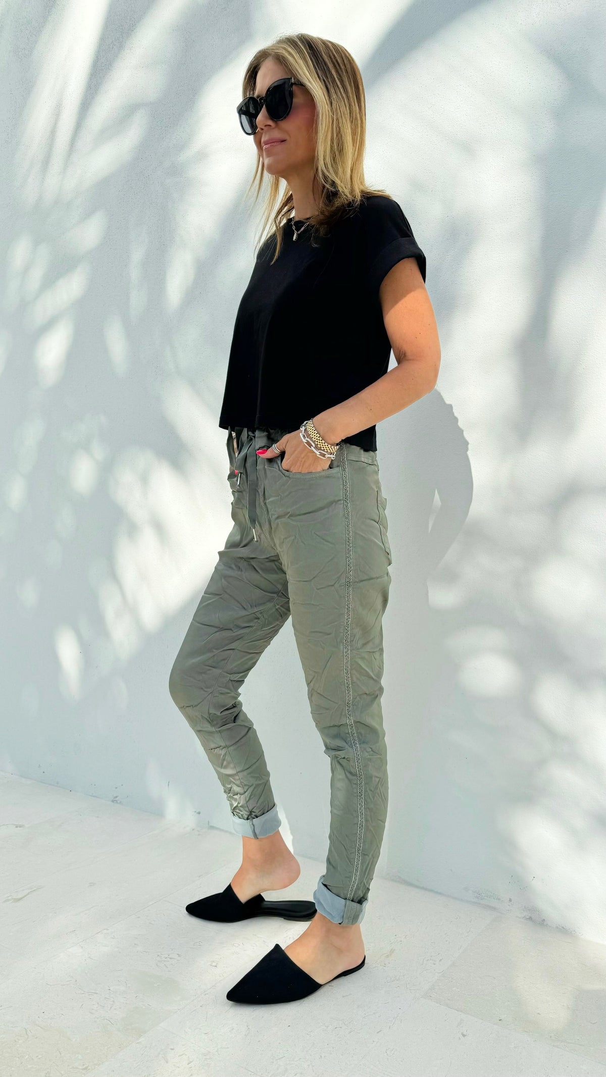 Italian Wish List Braided Jogger - Army Green-180 Joggers-Italianissimo-Coastal Bloom Boutique, find the trendiest versions of the popular styles and looks Located in Indialantic, FL