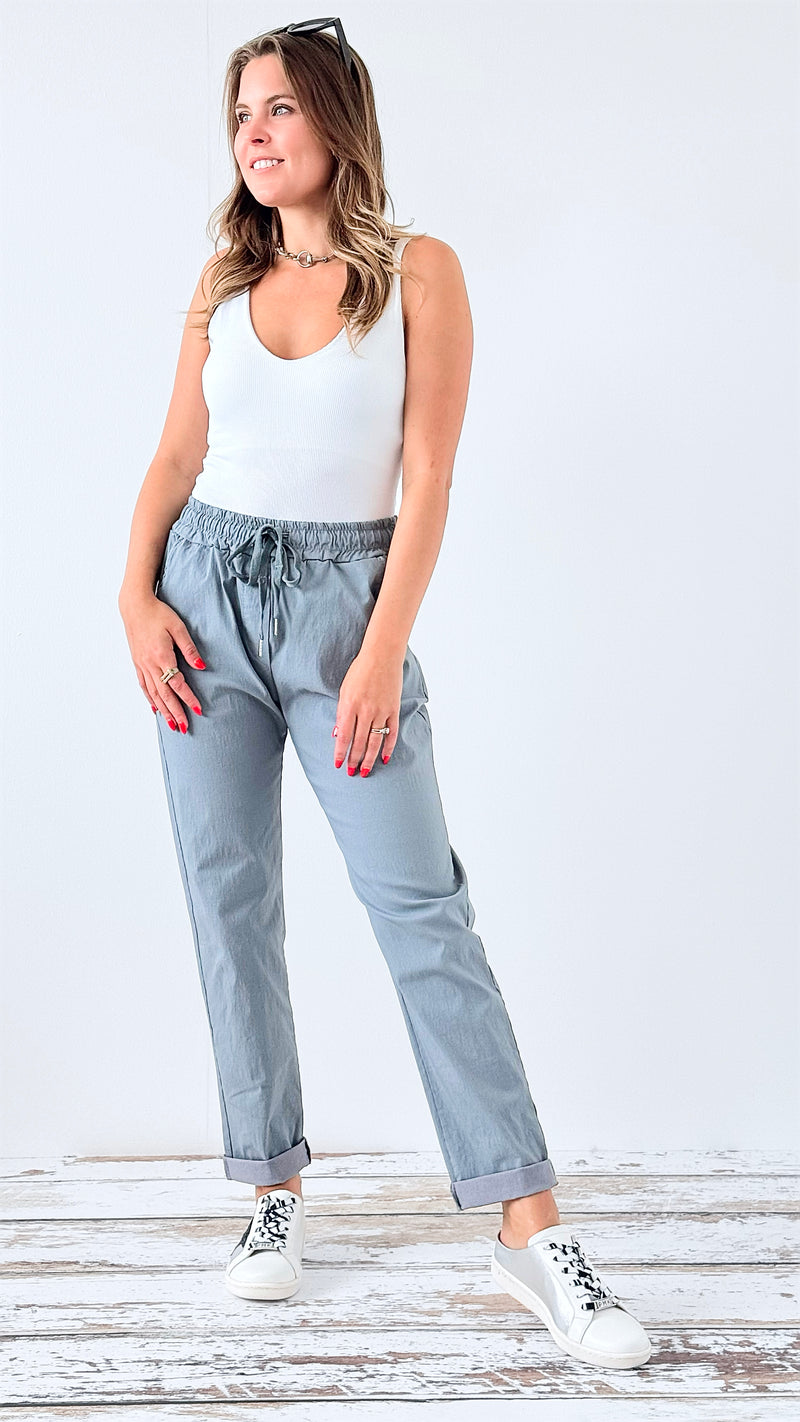 Spring Italian Jogger Pant- Gray-180 Joggers-Italianissimo-Coastal Bloom Boutique, find the trendiest versions of the popular styles and looks Located in Indialantic, FL