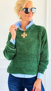 Cuddle Cloud Chenille Sweater - Dk Green-140 Sweaters-Zenana-Coastal Bloom Boutique, find the trendiest versions of the popular styles and looks Located in Indialantic, FL