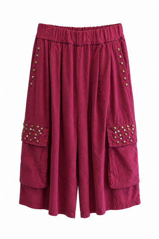 Studded Socialite Italian Short- Burgundy
