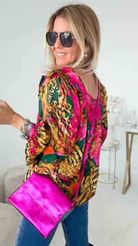 Mighty Jungle Square Neck Top-130 Long Sleeve Tops-BIBI-Coastal Bloom Boutique, find the trendiest versions of the popular styles and looks Located in Indialantic, FL