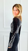Midnight Sparkle Top-110 Long Sleeve Tops-7Mango7-Coastal Bloom Boutique, find the trendiest versions of the popular styles and looks Located in Indialantic, FL