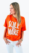 Sole & Mare Italian Graphic Tee- Orange-110 Short Sleeve Tops-Italianissimo-Coastal Bloom Boutique, find the trendiest versions of the popular styles and looks Located in Indialantic, FL