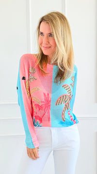 Tropic Pop Italian St Tropez Sweater-140 Sweaters-SORPRESA-Coastal Bloom Boutique, find the trendiest versions of the popular styles and looks Located in Indialantic, FL
