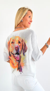 Painted Pup Short Sleeve Italian St Tropez Knit-140 Sweaters-Italianissimo-Coastal Bloom Boutique, find the trendiest versions of the popular styles and looks Located in Indialantic, FL