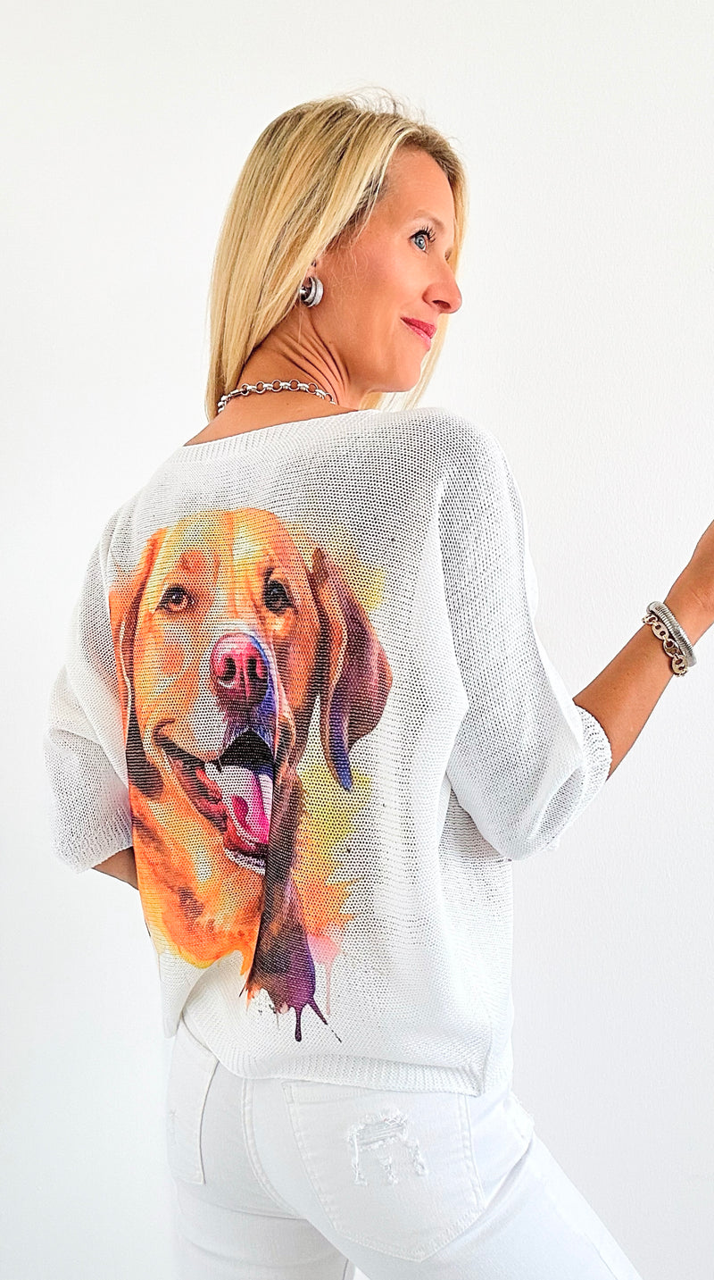 Painted Pup Short Sleeve Italian St Tropez Knit-140 Sweaters-Italianissimo-Coastal Bloom Boutique, find the trendiest versions of the popular styles and looks Located in Indialantic, FL