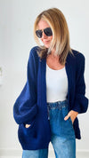 Sugar High Italian Cardigan - Navy-150 Cardigans/Layers-Germany-Coastal Bloom Boutique, find the trendiest versions of the popular styles and looks Located in Indialantic, FL