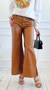 Holiday Luxe Faux Leather Flare Leg Pants - Camel-100 Pants-SO ME-Coastal Bloom Boutique, find the trendiest versions of the popular styles and looks Located in Indialantic, FL