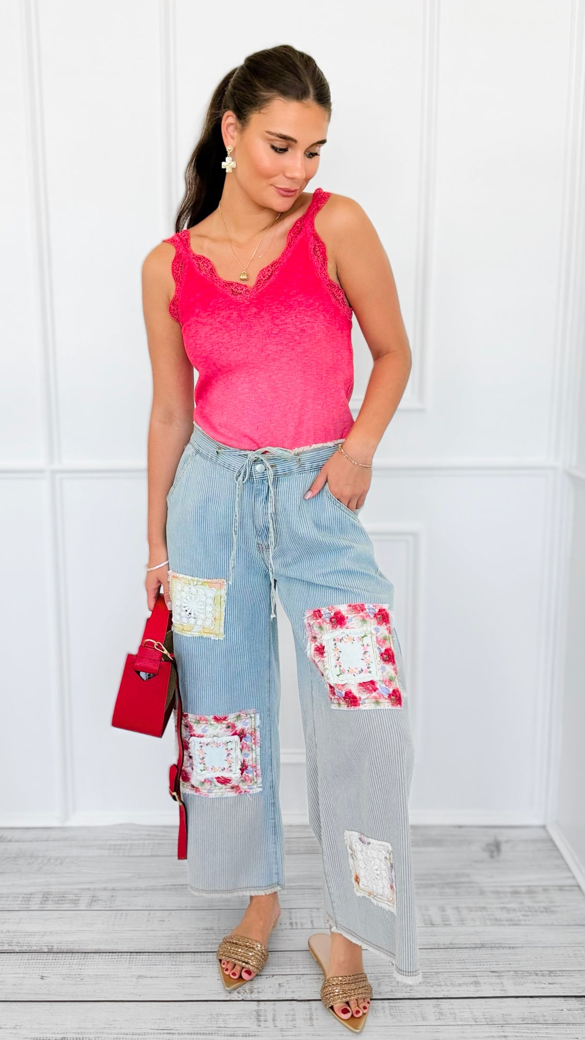 Storybook Stroll Patchwork Pants-170 Bottoms/Shorts-POL-Coastal Bloom Boutique, find the trendiest versions of the popular styles and looks Located in Indialantic, FL