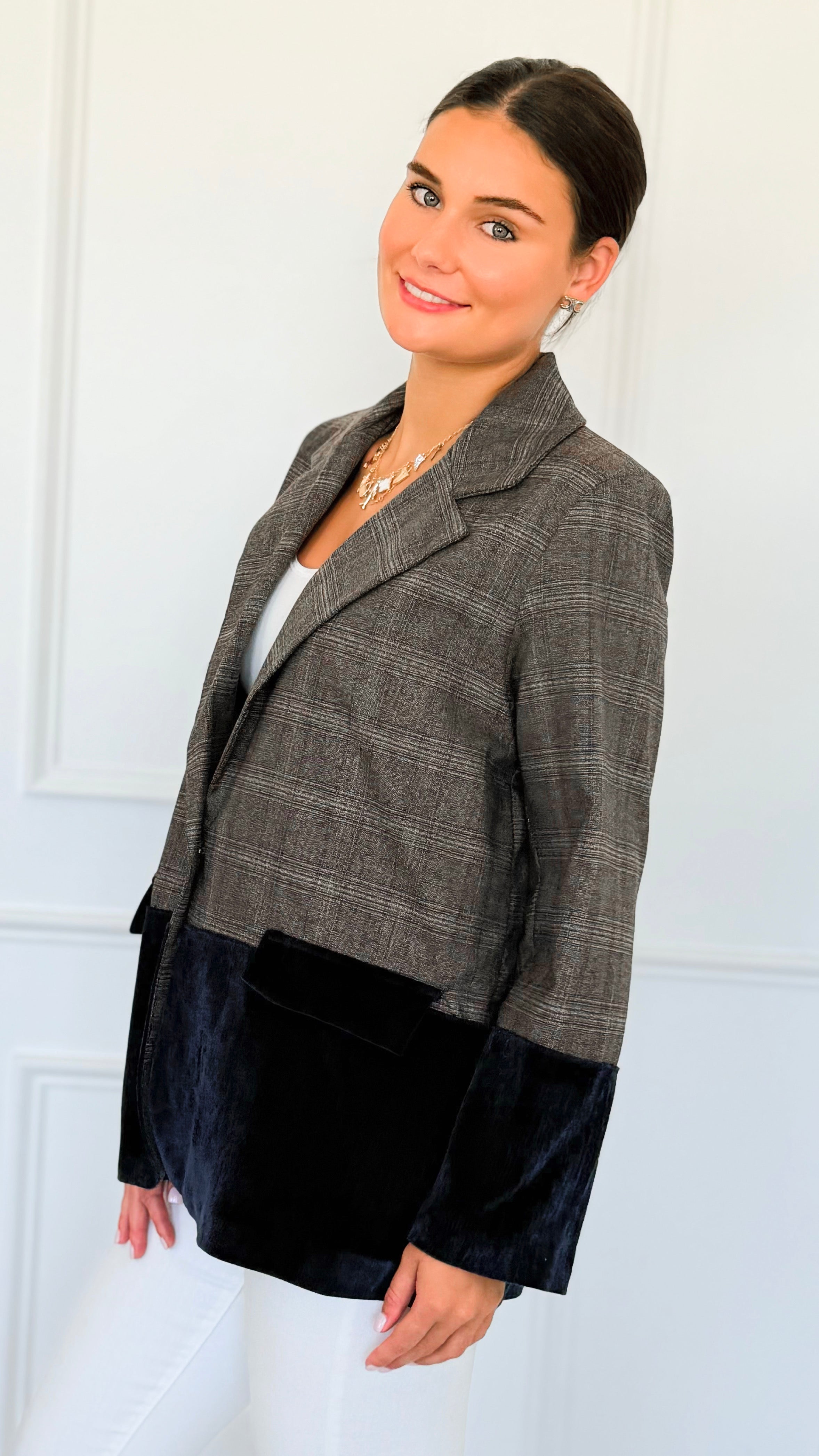 Dual Structured Italian Blazer-160 Jackets-AZUL MONACO-Coastal Bloom Boutique, find the trendiest versions of the popular styles and looks Located in Indialantic, FL