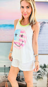 Graphic Colored-Neckline Tank Top-100 Sleeveless Tops-Phil Love-Coastal Bloom Boutique, find the trendiest versions of the popular styles and looks Located in Indialantic, FL