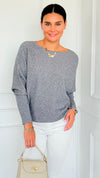 Ribbed Italian Pullover- Grey Heather-140 Sweaters-Italianissimo-Coastal Bloom Boutique, find the trendiest versions of the popular styles and looks Located in Indialantic, FL