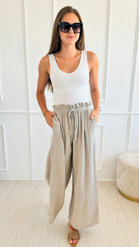 Whispering Willow Italian Palazzos - Taupe-pants-Italianissimo-Coastal Bloom Boutique, find the trendiest versions of the popular styles and looks Located in Indialantic, FL