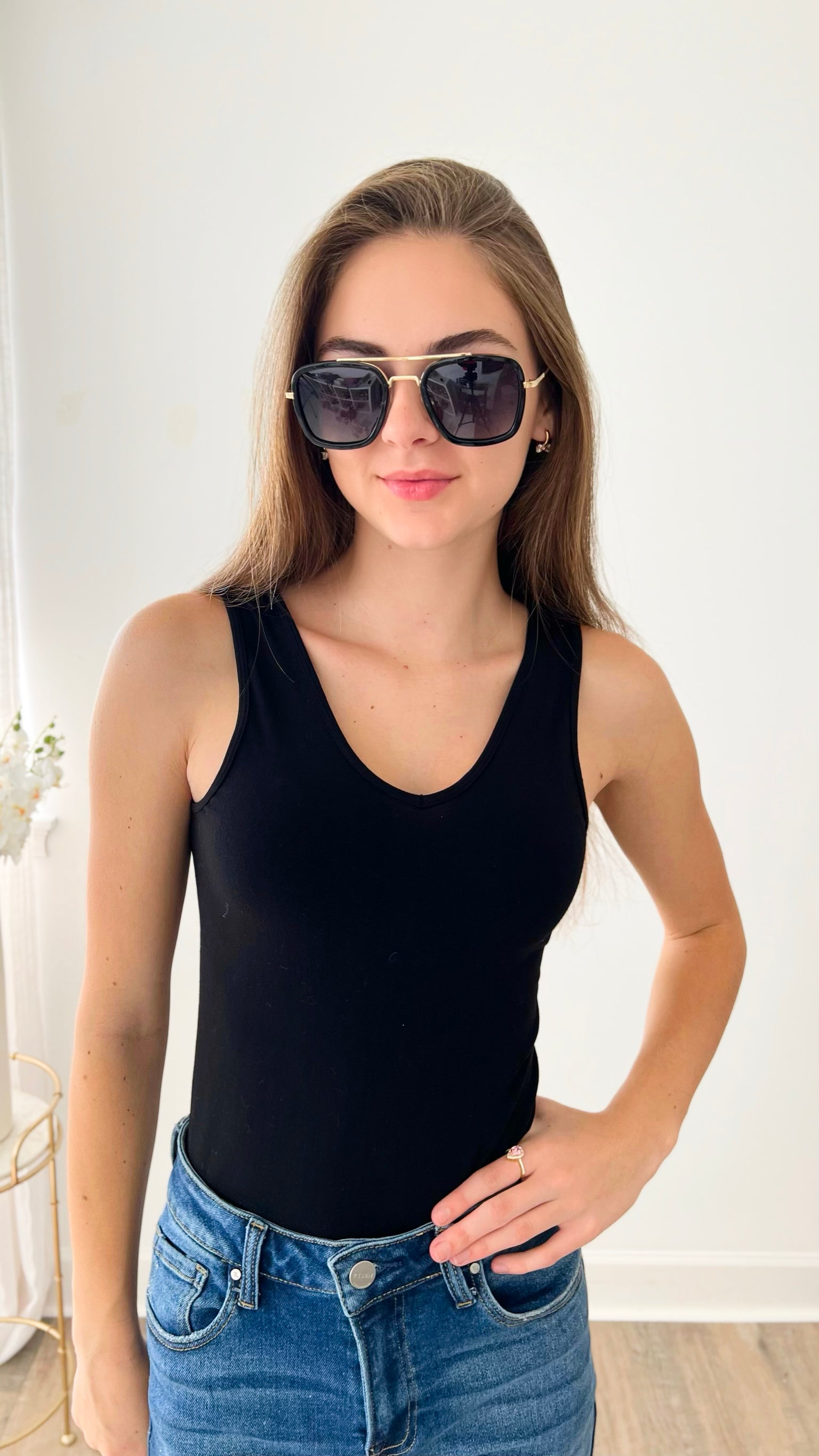 Crazy Beautiful V & Scoop Neck Braless Tank - Black-220 Intimates-Elietian-Coastal Bloom Boutique, find the trendiest versions of the popular styles and looks Located in Indialantic, FL