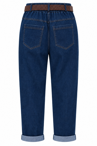 Wild Rhinestone Belted Italian Denim Jogger
