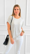 Breezy Striped Short Sleeve Top-110 Short Sleeve Tops-Haptics-Coastal Bloom Boutique, find the trendiest versions of the popular styles and looks Located in Indialantic, FL